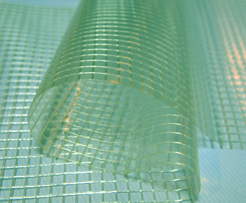 Bâche de maille stratifiée par poly PVC clair transparent vert blanc
